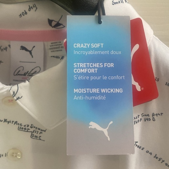 White Arnold Palmer Puma Golf polo crazy soft fabric! - Picture 10 of 12